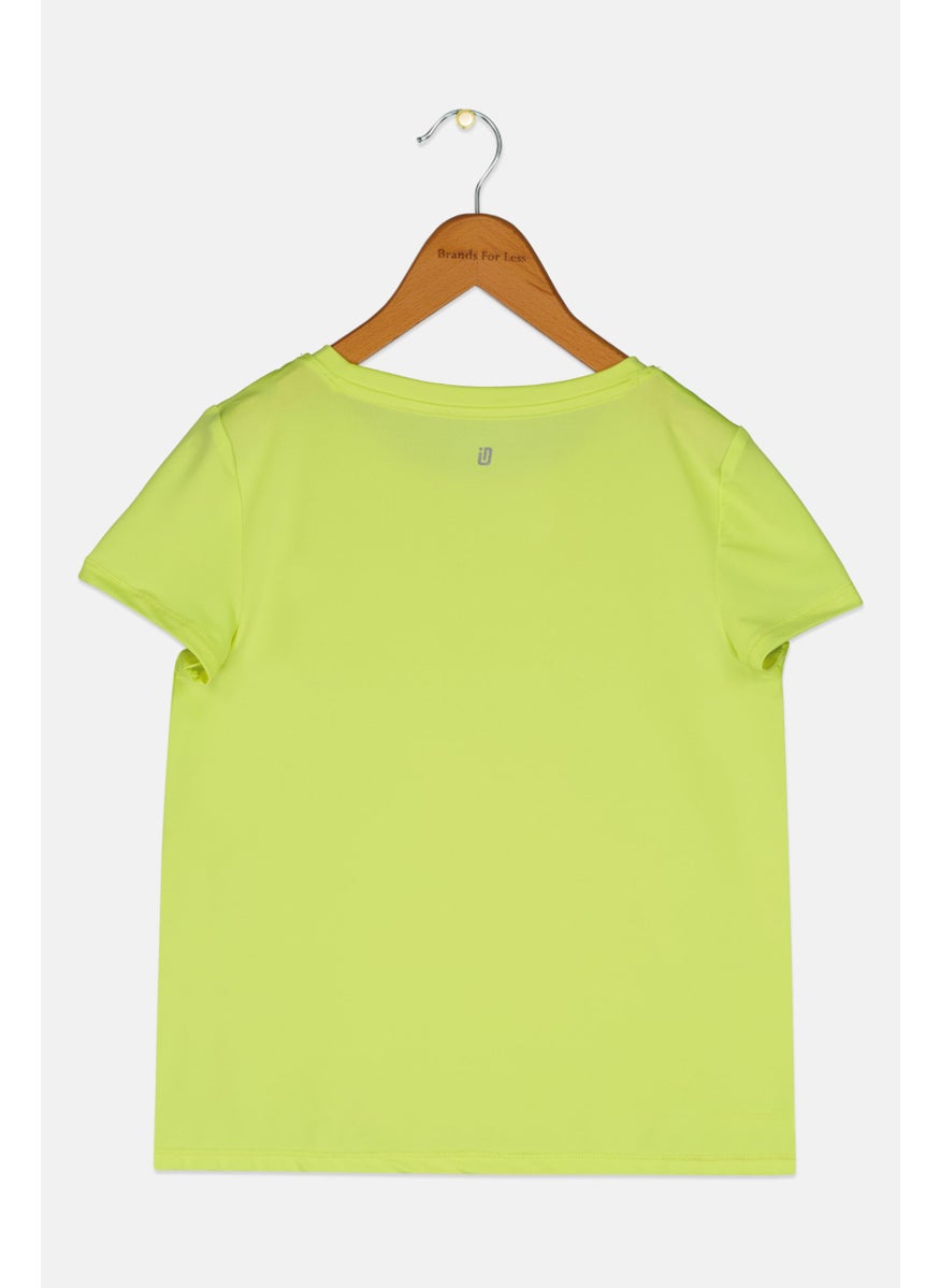 Kids Girl Sportswear Fit Short Sleeve Graphic Print Top, Neon Yellow - pzsku/ZE632EBE2A9BCD186A9B6Z/45/_/1729779400/d32f19e1-aae4-4696-a052-c566215180e9