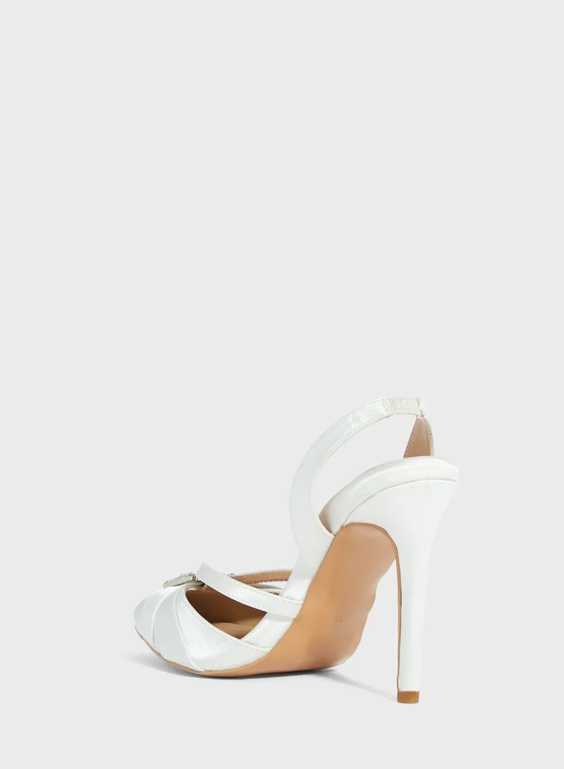 Khizana Jewelled Buckle Double Strap Slip On Pump