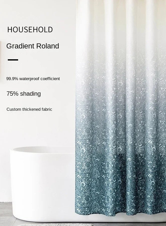 AHAKAC Gradient Shower Curtain for Bathroom - Decorative Roland Shower Liner - Household Printed Shower Curtain Set with Hooks - Bath Curtain 180W x 200H - Image 1