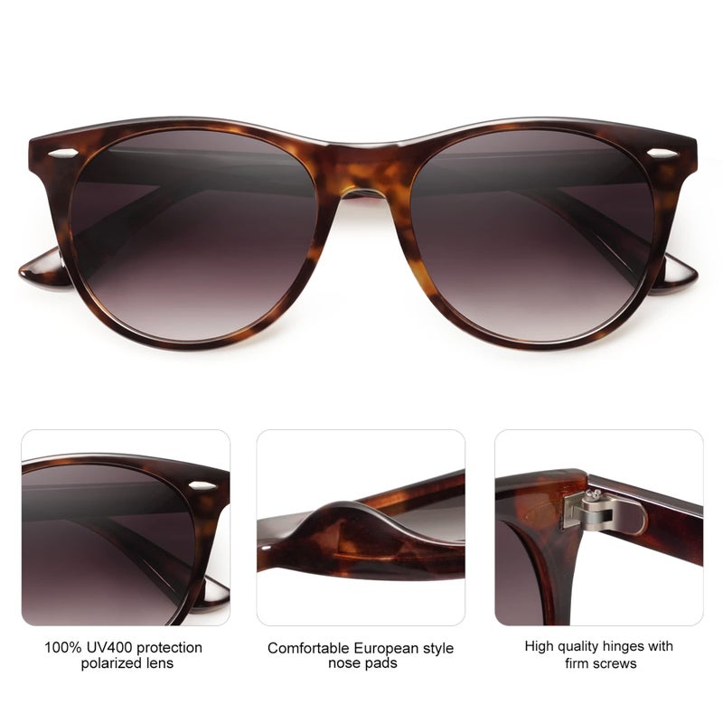 SOJOS Classic Polarized Sunglasses for Women Men Small UV400 Lenses SJ2076 with Dark Tortoise/Grey - Image 4