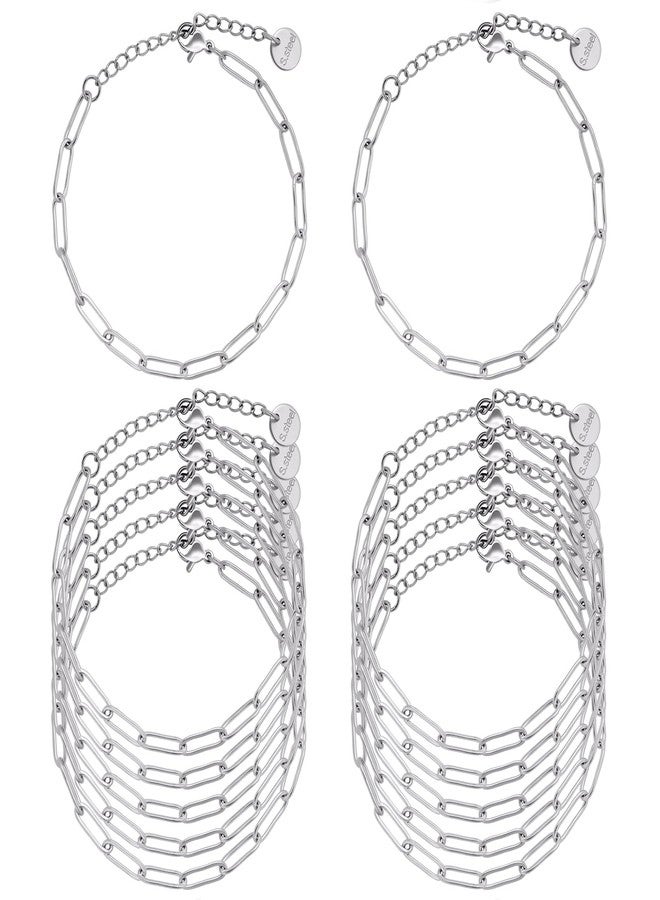 UMAOKANG 12PCS Stainless Steel Bracelet Bulk 6.5Inch Classic Paperclip Chain Bracelets Set for Women and Men DIY Jewelry Making - Image 1