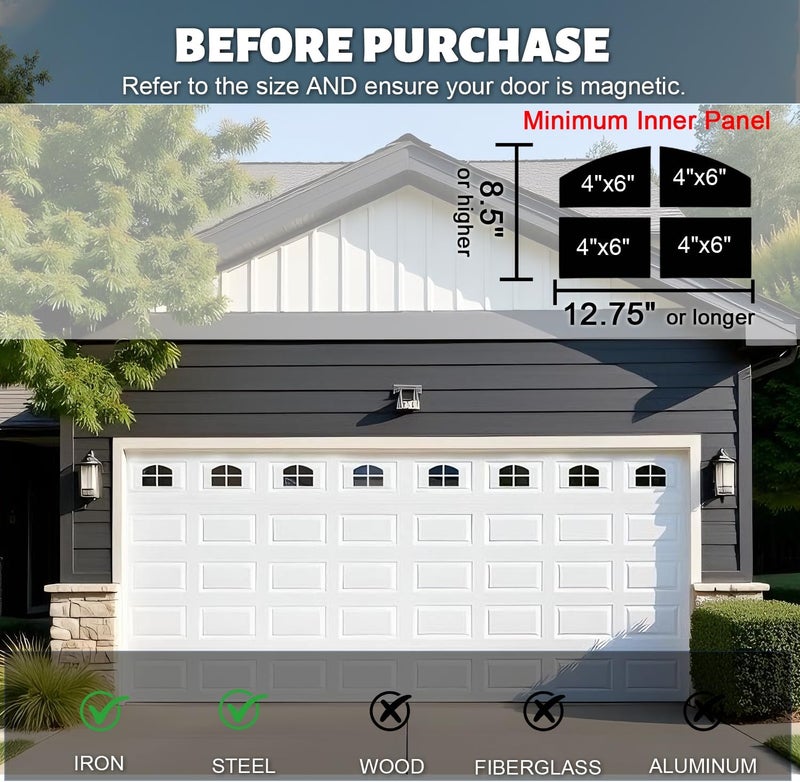 YURROAD 32PCS Strong Magnetic Garage Doors Windows Glossy Faux Window Panels Creates Realistic Look - Fits 2 Garage Car Decorative Hardware - Easy DIY Installation & Won't Fall Off - Image 5