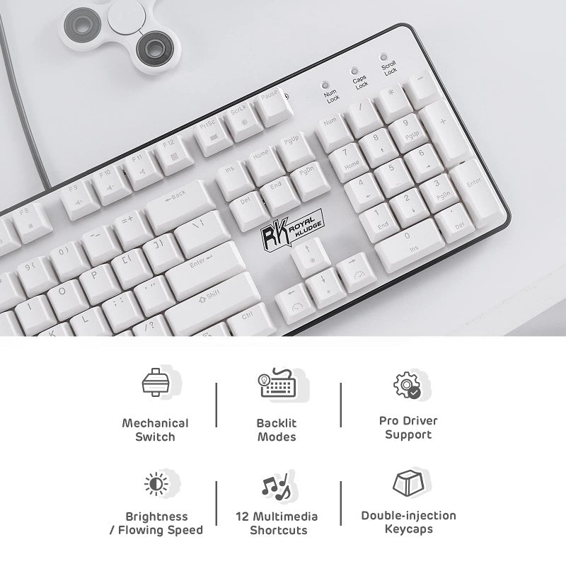 RK ROYAL KLUDGE RK ROYAL KLUDGE RK920 Full Size Mechanical Keyboard, Rainbow Backlit Gaming Keyboard, 104 Keys Wired Mechanical Keyboard with Number Pad, Quite Red Switch  - Image 2