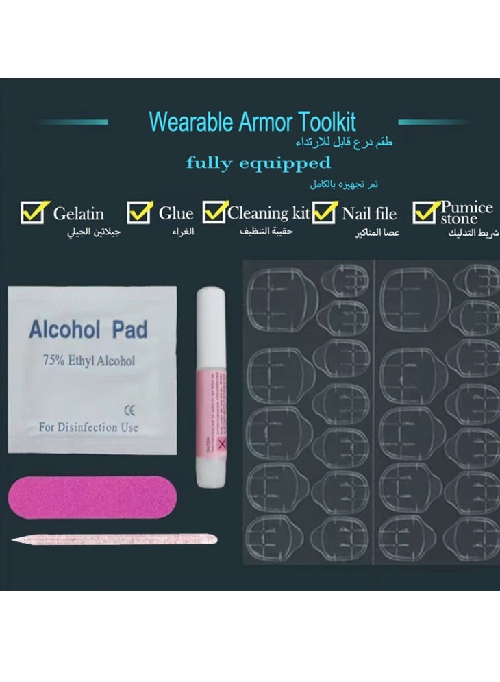 JOSQUEWNN Press On Nails 24pcs, New French Gradient Design with Pearl Decorations and Bow Accents, Perfectly Create Elegant and Charming Nail Looks, Suitable for Various Occasions. Fake Acrylic Nails With Glue Kit. - Image 4