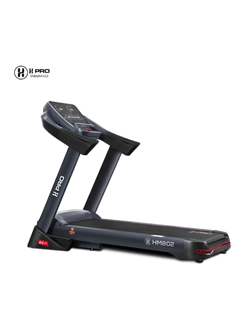 H Pro HM802 Folding Motorized Treadmill With 7.0 HP Peak AC Motor |1 to 20 Kmh Speed| 160 Kg Capacity, 18 Level Power Incline and LED Display Black - Image 1