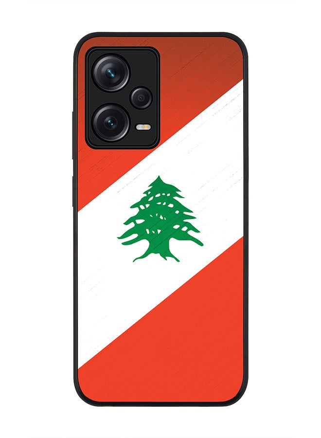 Stylizedd Rugged Black edge case for Redmi Note 12 Pro 5G Slim fit Soft Case Flexible Rubber Edges Anti Drop TPU Gel Thin Cover - Flag Of Lebanon - Image 1
