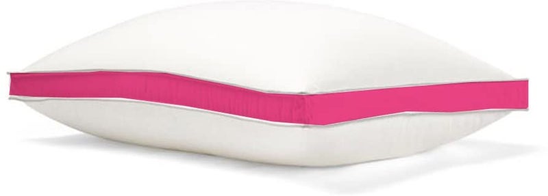 CRAZY WORLD Microfiber Bed Pillow for Sleeping - Down Alternative Ultrasoft Cotton Washable Pillow with Satin Gusset- Pack of 1 (Rani Pink) - Image 2