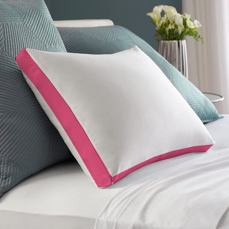 CRAZY WORLD Microfiber Bed Pillow for Sleeping - Down Alternative Ultrasoft Cotton Washable Pillow with Satin Gusset- Pack of 1 (Rani Pink) - Image 1