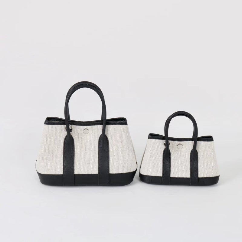 2025 Trendy New Top Layer Cowhide Contrast Canvas Portable Garden Bag High-End Western Style Shoulder Bag Casual Slant - Image 1