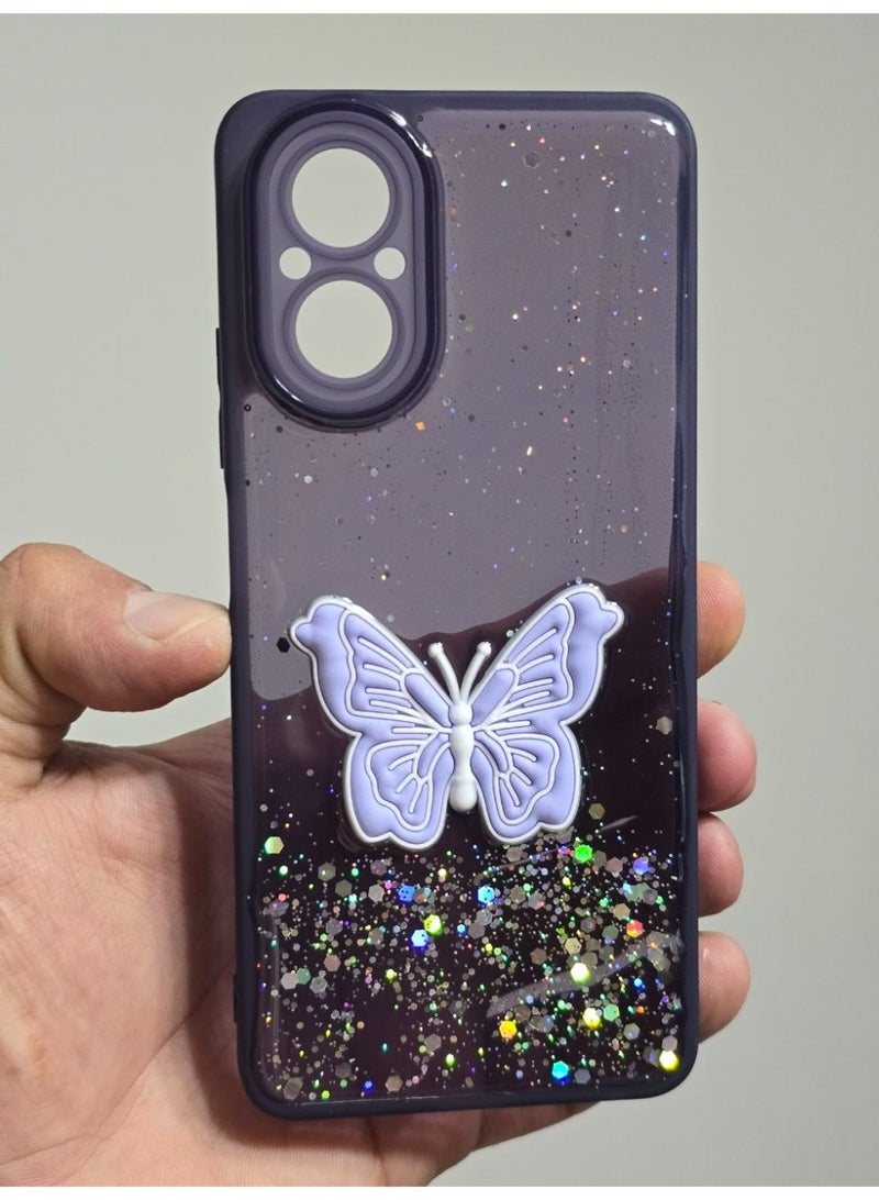 غطاء خلفي عليه فراشة متوافق مع هاتف اوبو ريلمي C67 - Image 1