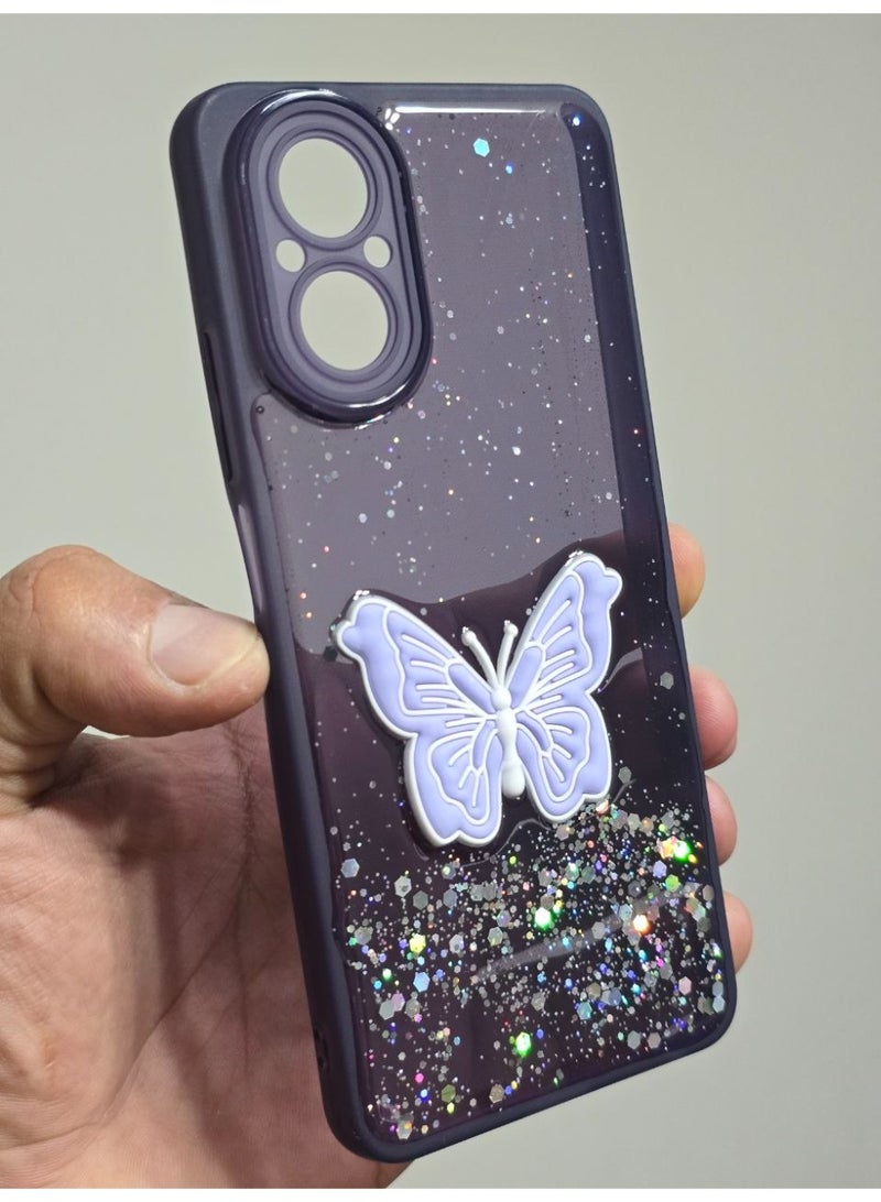 غطاء خلفي عليه فراشة متوافق مع هاتف اوبو ريلمي C67 - Image 3