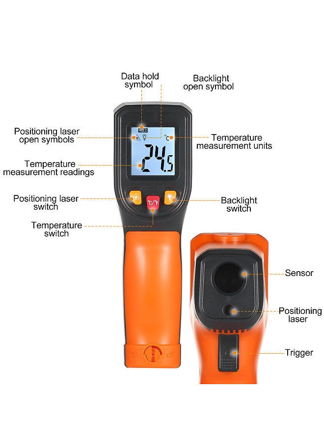 Infrared Thermometer Non-Contact Digital Temperature Gun -50°C~400°C (-58°F~752°F) IR Thermometer