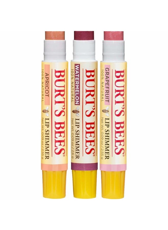Burt's Bees Kissable Color Holiday Gift Set, 3 Lip Shimmers in Gift Box - Cool Collection in Watermelon, Apricot and Grapefruit - Image 4