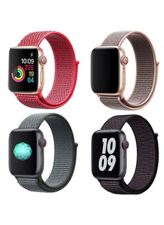 Nylon Sport Strap For Apple Watch Series 10 | Ultra 2 | 8 Ultra | 9 | 8 | 7 | 6 49/46/45/44/42mm Soft Breathable Adjustable Sport Band - Pack of 4 - B