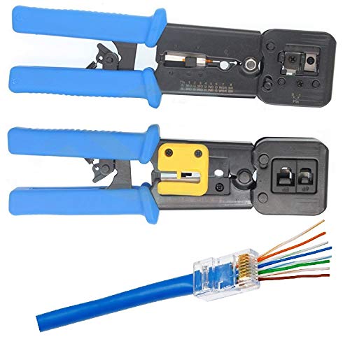 UbiGear® All-in-One Crimper for Pass-Through/EZ/Legacy RJ11/RJ12/RJ45 connectors Professional Performance Cutter Stripper CAT3/CAT5e/CAT6 Network Cable UTP/STP Wire Crimping Tool - Image 1