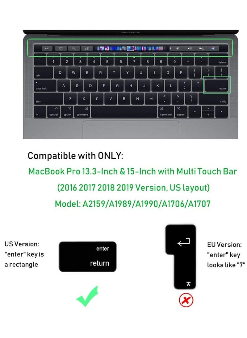 AMM Ultra Thin Russian Premium Silicone Keyboard Protector Cover Skin for Apple MacBook Pro with Touch Bar 13" 15" Model A1706/A1707/A1989/A1990/A2159 Release 2016 2017 2018 2019 US Layout Black  - Image 2