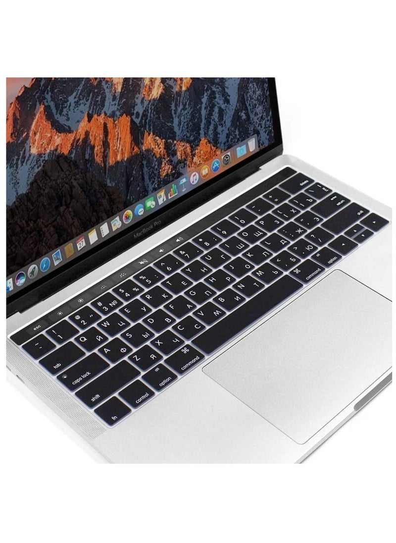 AMM Ultra Thin Russian Premium Silicone Keyboard Protector Cover Skin for Apple MacBook Pro with Touch Bar 13" 15" Model A1706/A1707/A1989/A1990/A2159 Release 2016 2017 2018 2019 US Layout Black  - Image 4