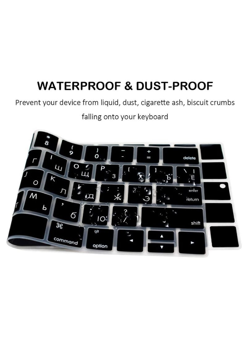 AMM - Ultra Thin Russian Premium Silicone Keyboard Protector Cover Skin for Apple MacBook Pro with Touch Bar 13" 15" Model A1706/A1707/A1989/A1990/A2159 Release 2016 2017 2018 2019 US Layout Black - Image 1