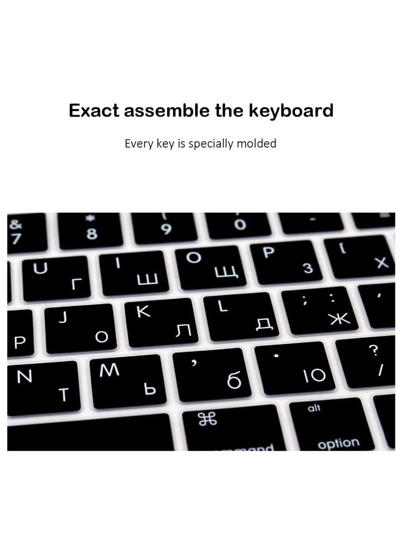 AMM - Ultra Thin Russian Premium Silicone Keyboard Protector Cover Skin for Apple MacBook Pro with Touch Bar 13" 15" Model A1706/A1707/A1989/A1990/A2159 Release 2016 2017 2018 2019 US Layout Black - Image 1