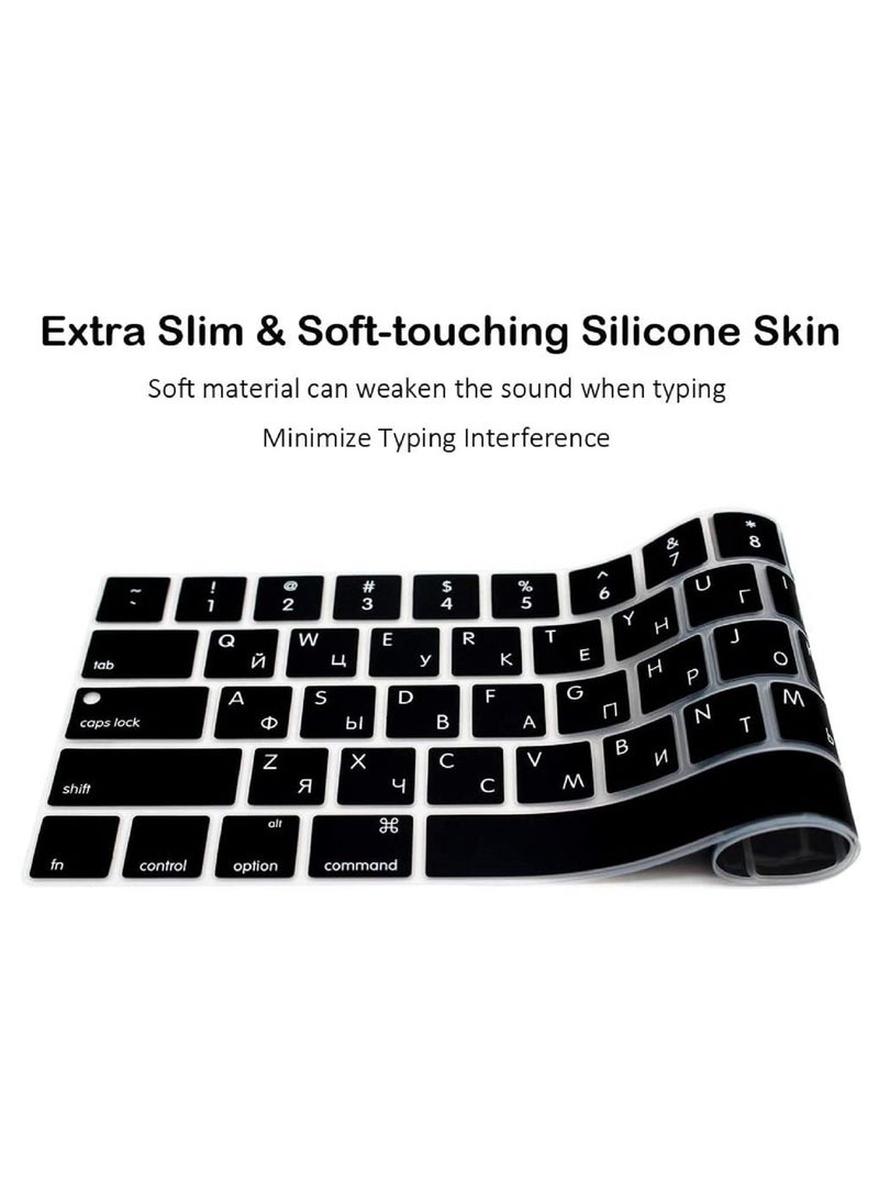 AMM Ultra Thin Russian Premium Silicone Keyboard Protector Cover Skin for Apple MacBook Pro with Touch Bar 13" 15" Model A1706/A1707/A1989/A1990/A2159 Release 2016 2017 2018 2019 US Layout Black  - Image 5