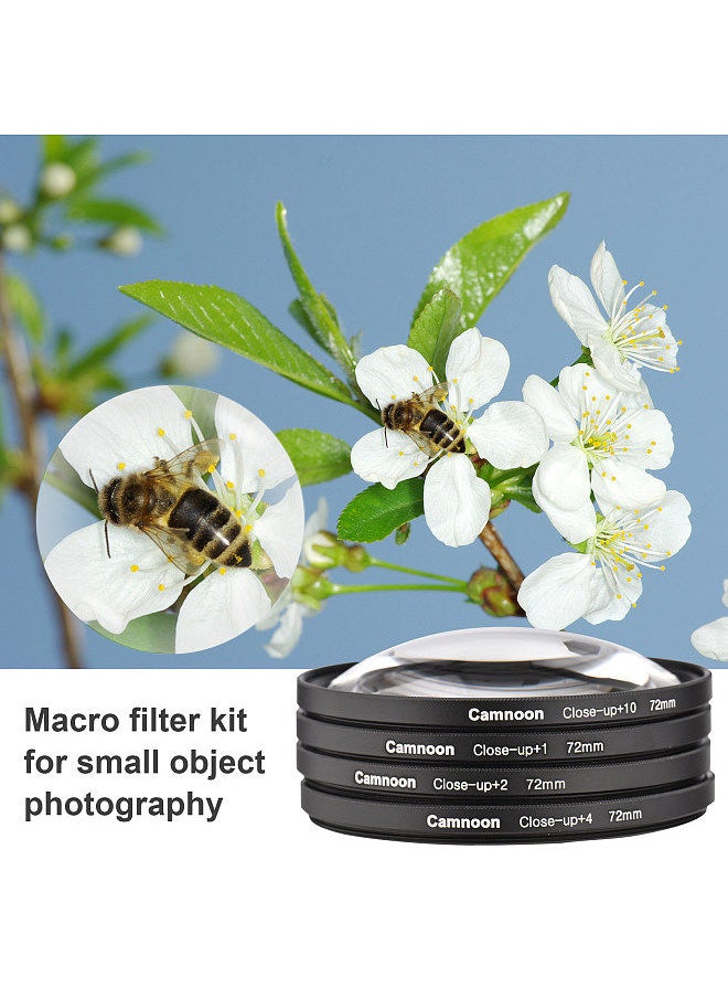 Generic - 72mm Close-up Filter Kit 4pcs(+1,+2,+4,+10) Macro Filters Close-up Lens Filter Set with Filter Pouch Cleaning Cloth Replacement for Canon Nikon Sony Pentax Olympus Fuji DSLR Camera - Image 1