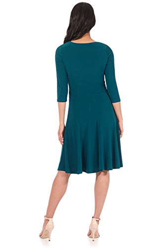 Rekucci Women's Flippy Fit N' Flare Dress with 3/4 Sleeves (18, Teal) - Image 3