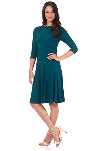 Rekucci Women's Flippy Fit N' Flare Dress with 3/4 Sleeves (18, Teal) - Image 2