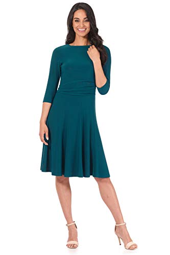 Rekucci Women's Flippy Fit N' Flare Dress with 3/4 Sleeves (18, Teal) - Image 1