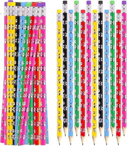 Srenta 48 pcs Paw Print Pencils for Kids, Colorful Assortment Pencils with Eraser, Perfect for Classroom Birthday Parties Gifts & Rewards - Image 4
