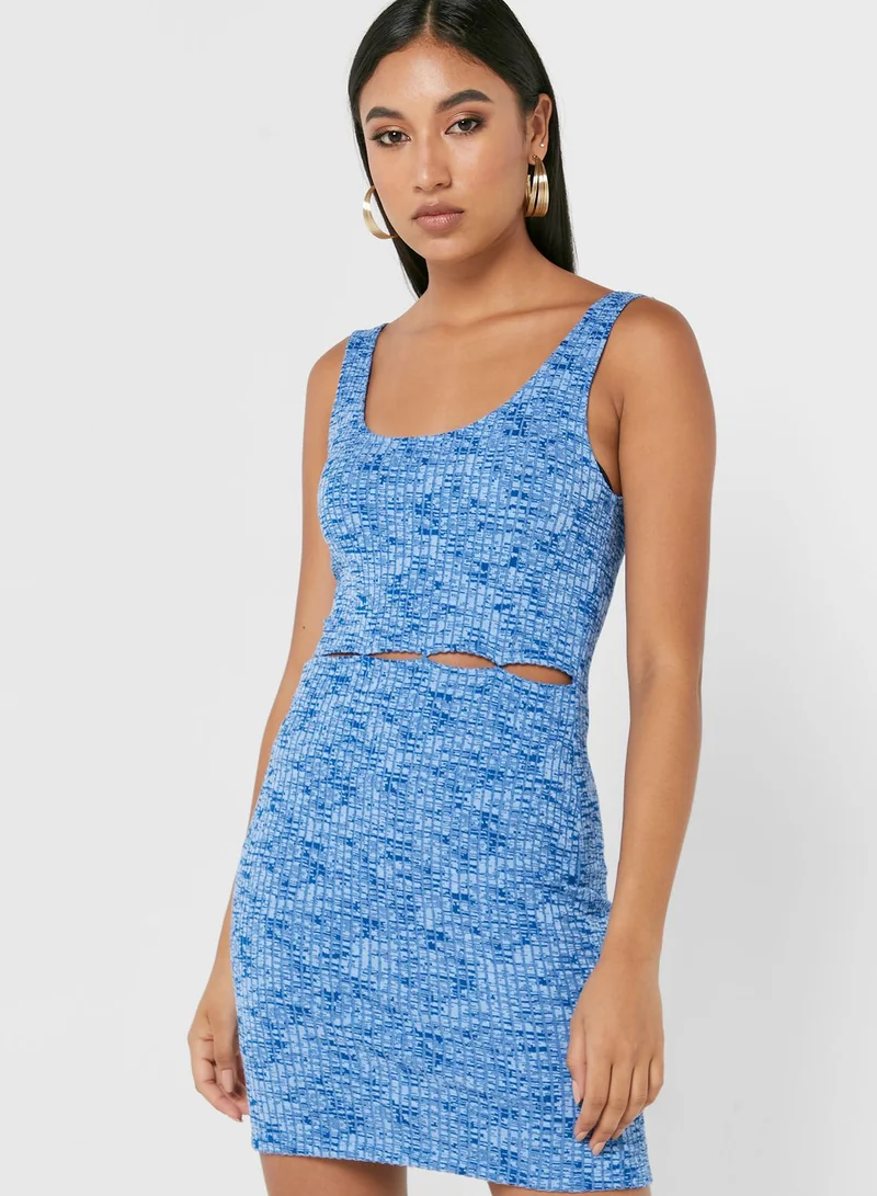 TOPSHOP Cut Out Detail Ribbed Dress