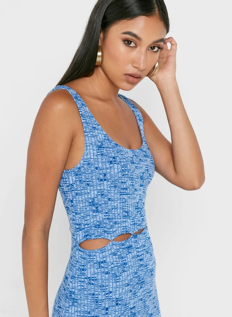 TOPSHOP Cut Out Detail Ribbed Dress