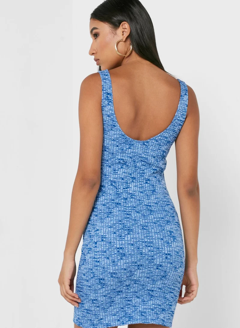 TOPSHOP Cut Out Detail Ribbed Dress