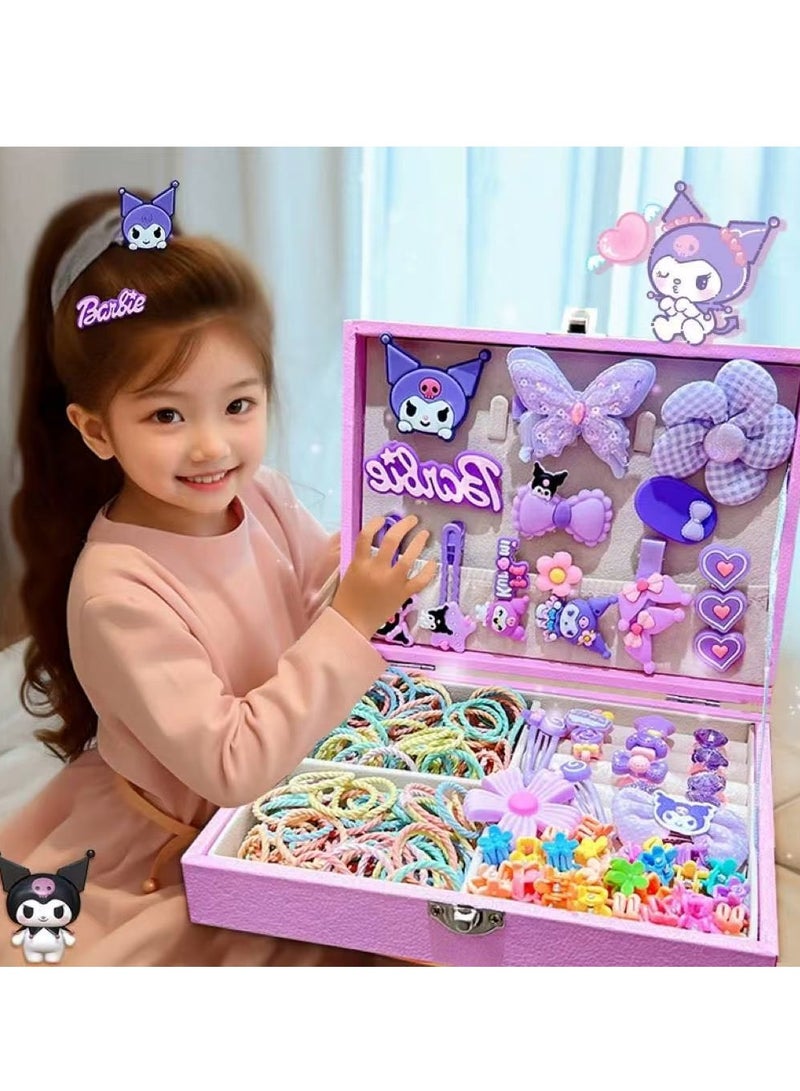 Little Girls Hair Accessories Set with Gift Box Cute Hairpin Jewelry Storage Case with Rings, Hair Ties, Hair Clips, Hair Elastic Bands, Cute Hairpin Jewelry Organizer Birthday Gift for Girls - Image 3