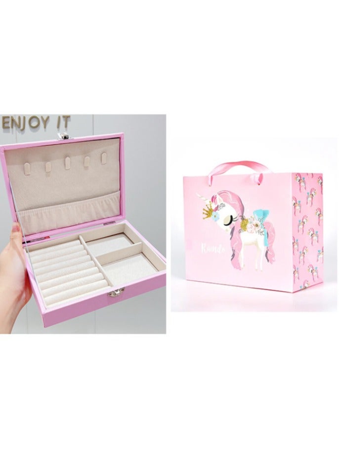 Little Girls Hair Accessories Set with Gift Box Cute Hairpin Jewelry Storage Case with Rings, Hair Ties, Hair Clips, Hair Elastic Bands, Cute Hairpin Jewelry Organizer Birthday Gift for Girls - Image 2