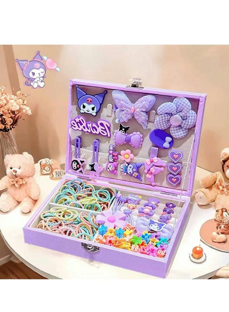 Little Girls Hair Accessories Set with Gift Box Cute Hairpin Jewelry Storage Case with Rings, Hair Ties, Hair Clips, Hair Elastic Bands, Cute Hairpin Jewelry Organizer Birthday Gift for Girls - Image 4