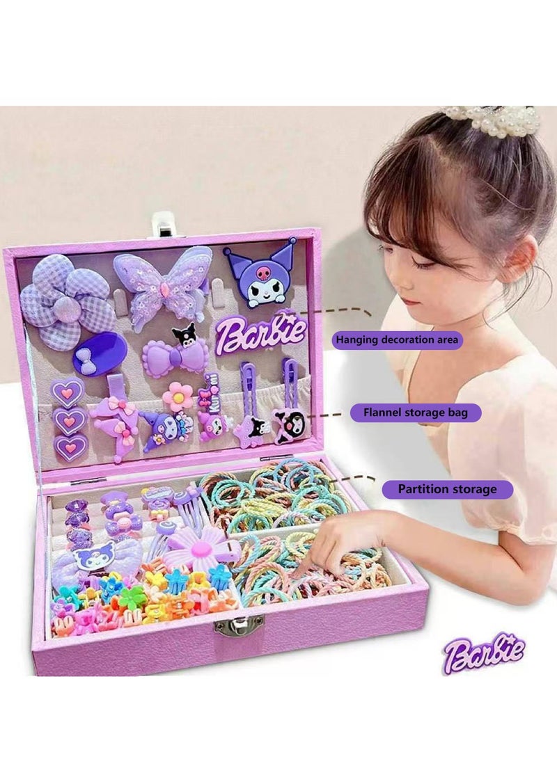 Little Girls Hair Accessories Set with Gift Box Cute Hairpin Jewelry Storage Case with Rings, Hair Ties, Hair Clips, Hair Elastic Bands, Cute Hairpin Jewelry Organizer Birthday Gift for Girls - Image 5