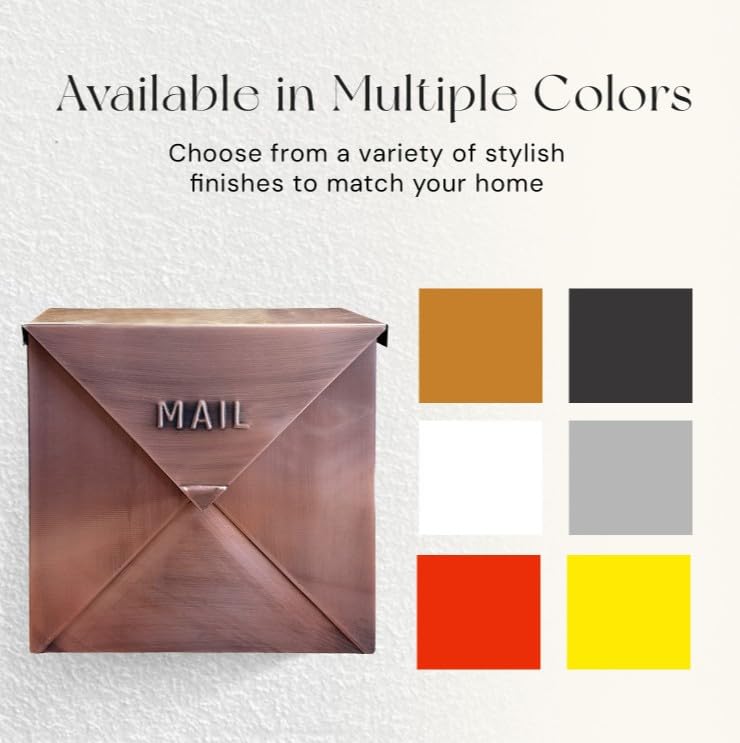 NACH Mailboxes for Outside Wall Mount, 12 x 12 x 4.8 inch Antique Copper Mail Boxes for House Outside, Waterproof Mailboxes for Outside - Chicago Style Mail Box - Image 5
