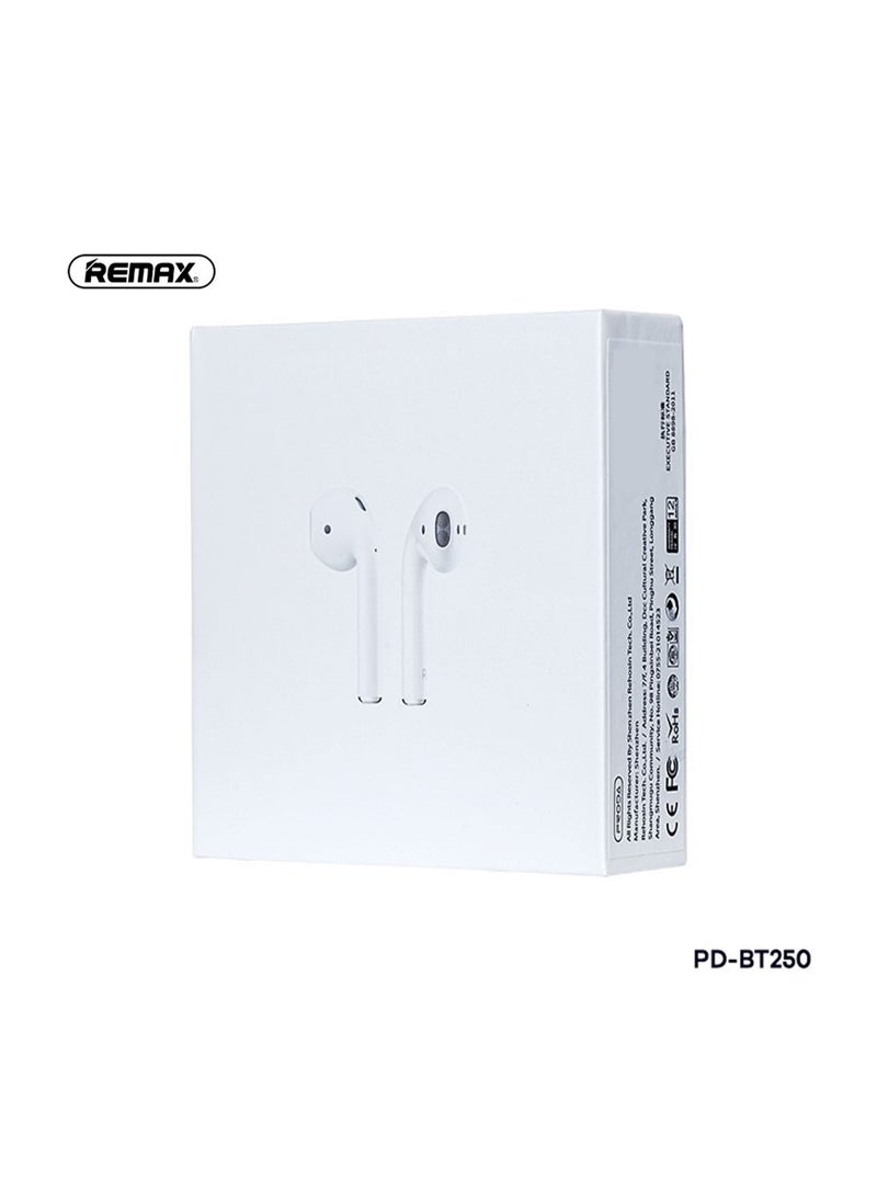 REMAX - PD-BT250 True Wireless Bluetooth Headphone Earphone for Music & Call, Earbuds Noise Cancellation, Calling/music 4 hours, Standby 40 hours, Standard Version, White - Image 1
