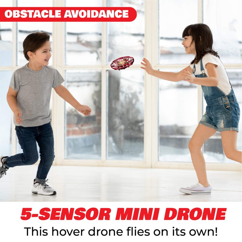 Force1 Scoot Hand Operated Drone for Kids or Adults - Hands Free Motion Sensor Mini Drones, Easy LED Indoor Rechargeable UFO Toy Flying Orb Ball Drone Toys for Boys and Girls (Red) - Image 3