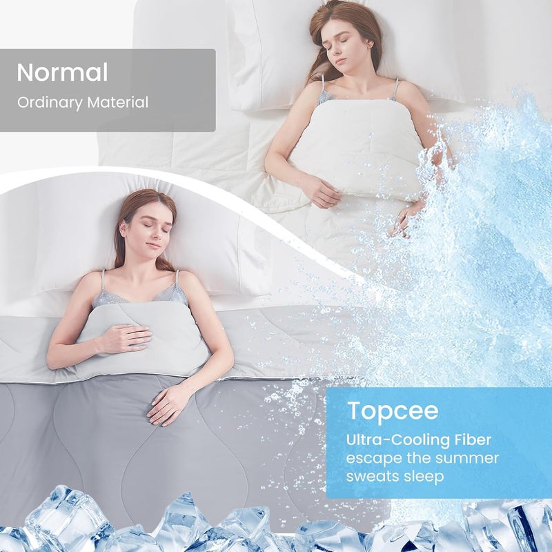 Topcee Cooling Comforter King Size (90"x108")-Cooling Blanket Everlasting Cold Touch for Hot Sleepers-Q-max>0.45 Double-Sided Lightweight Design Summer Ice Blanket for Night Sweats-Darkgrey - Image 4