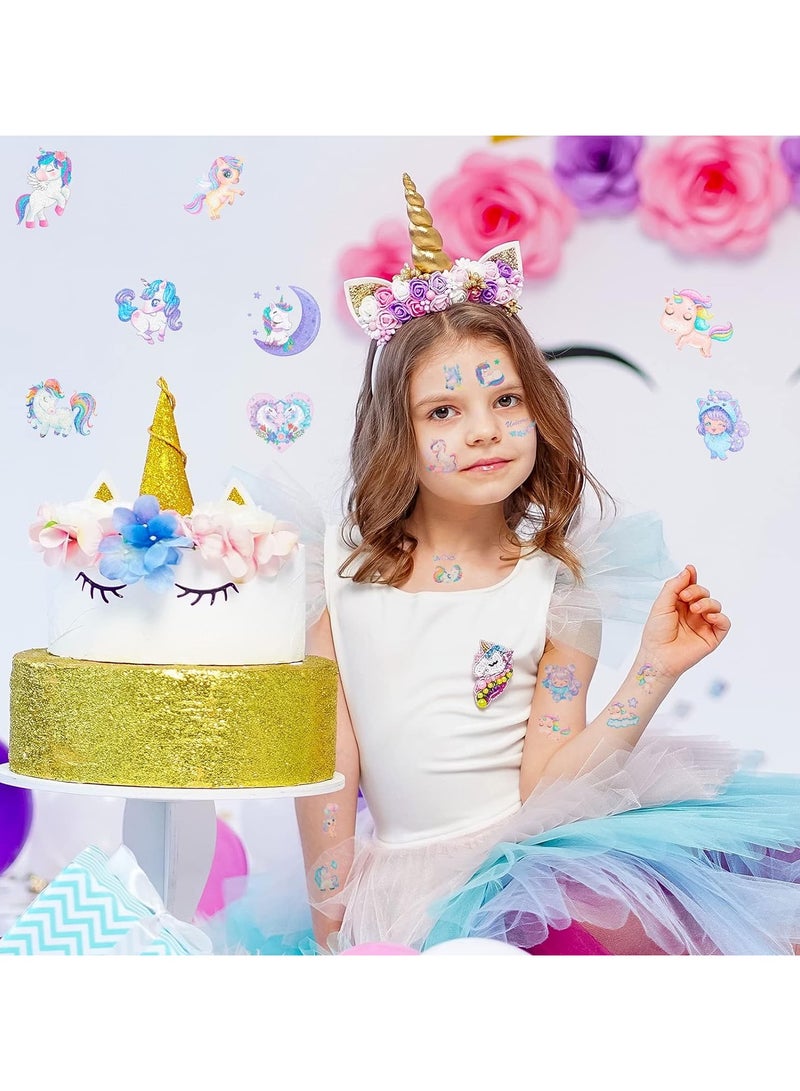 10 sheets Glitter Unicorn Temporary Tattoos Waterproof Glitter Tattoo Stickers Kit Rainbow Princess Unicorn Theme Party Birthday Supplies - Image 5