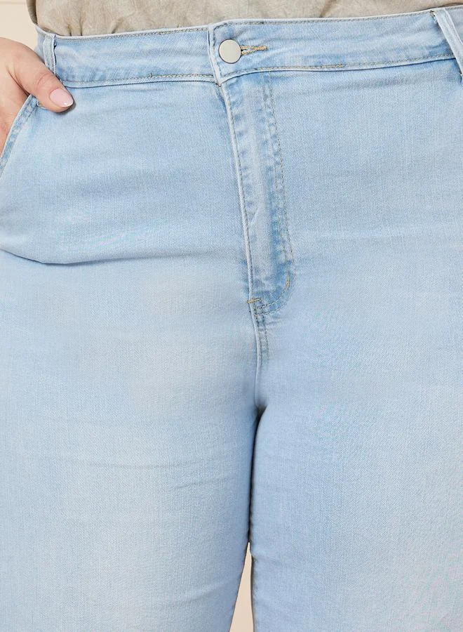 Styli Light Wash Skater Fit Jeans