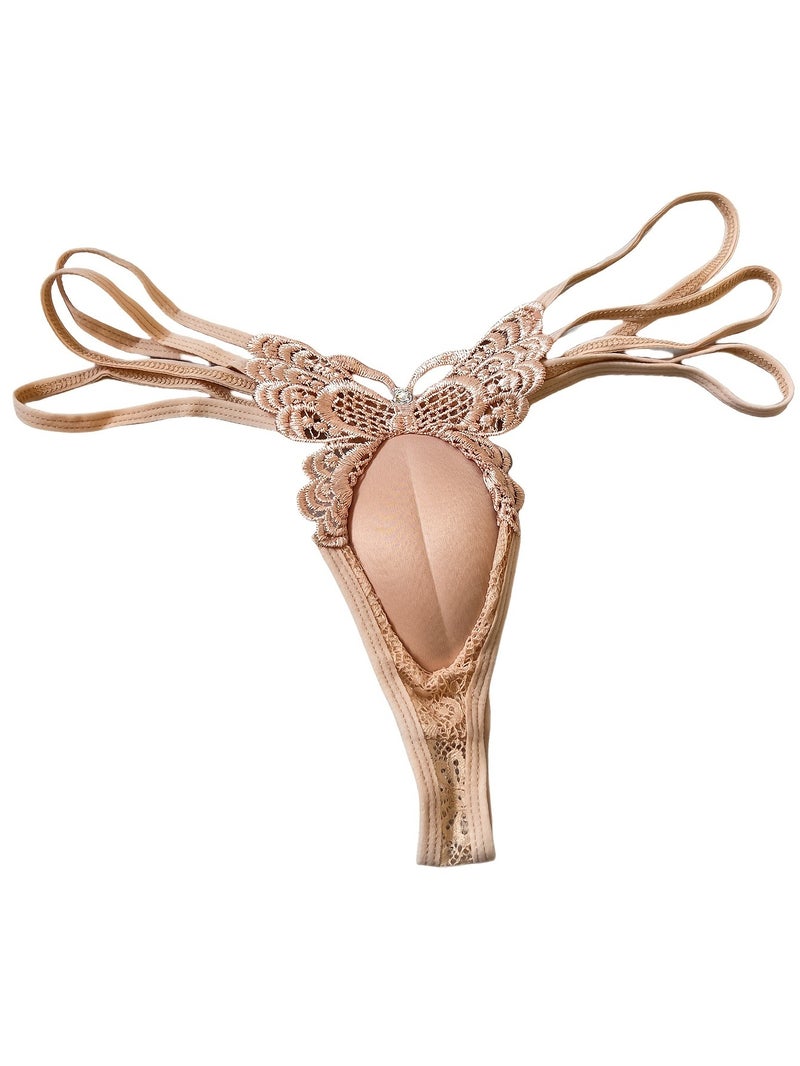 سراويل رجالية على شكل فراشة من نوع G-String، لون سادة مع دانتيل، خصر قابل للتعديل 27.5-31.5 بوصة، مقاسات M-L-XL - Image 4