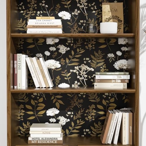 Laatse Dark Floral Wallpaper Peel and Stick Boho Wallpaper 17.5in x 118in Vintage Leaf Contact Paper Vinyl Waterproof Self Adhesive Leaf Botanical Wall Paper for Bedroom Walls Kitchen Cabinet - Image 4