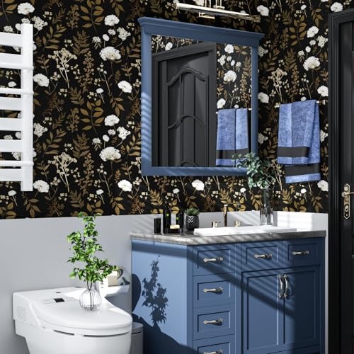 Laatse Dark Floral Wallpaper Peel and Stick Boho Wallpaper 17.5in x 118in Vintage Leaf Contact Paper Vinyl Waterproof Self Adhesive Leaf Botanical Wall Paper for Bedroom Walls Kitchen Cabinet - Image 3