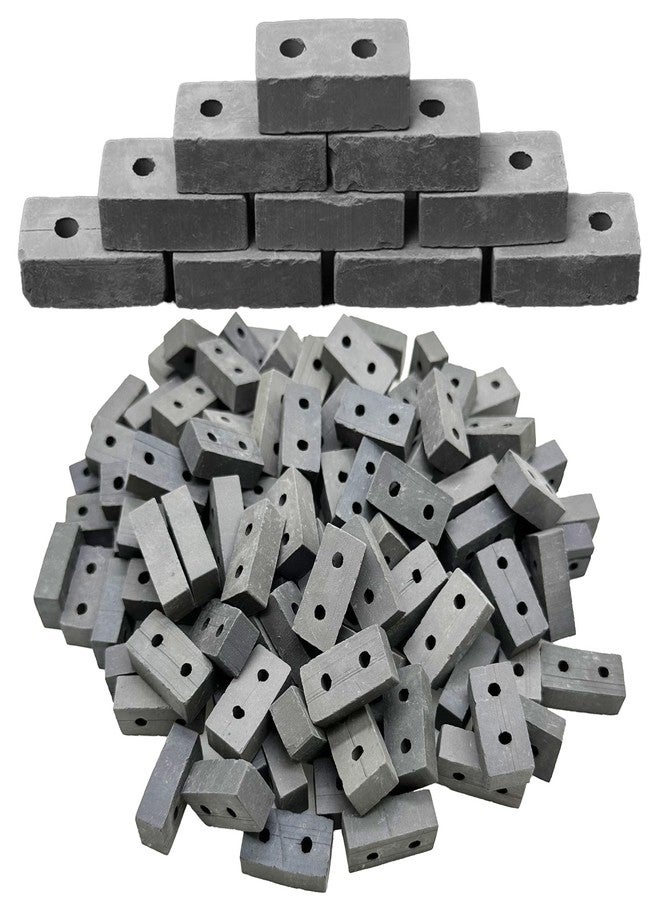 Cayway 120 PCS Mini Bricks Tiny Bricks for Landscaping Miniature Bricks Small Bricks for Crafts Realistic Fake Bricks Mini Blocks for Dollhouse Mini Garden Accessories (2 Holes Mini Black) - Image 3