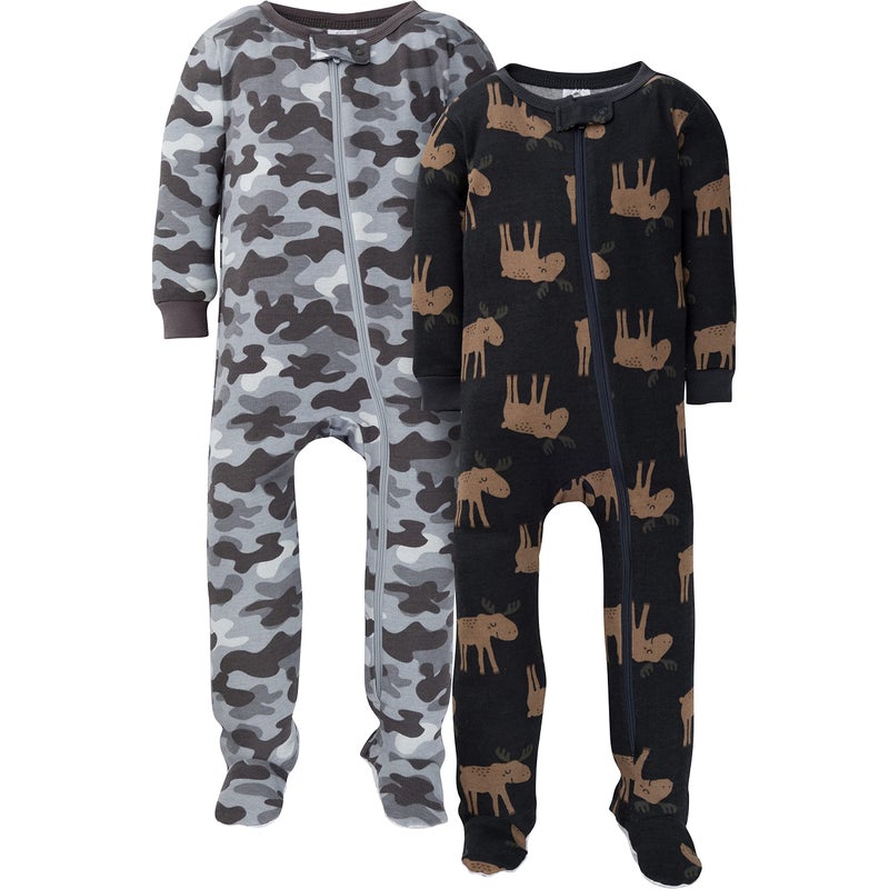 Gerber Baby Boys 2-pack Footed Pajamas And Toddler Sleepers, Grey Camo, 12 Months US - Image 1