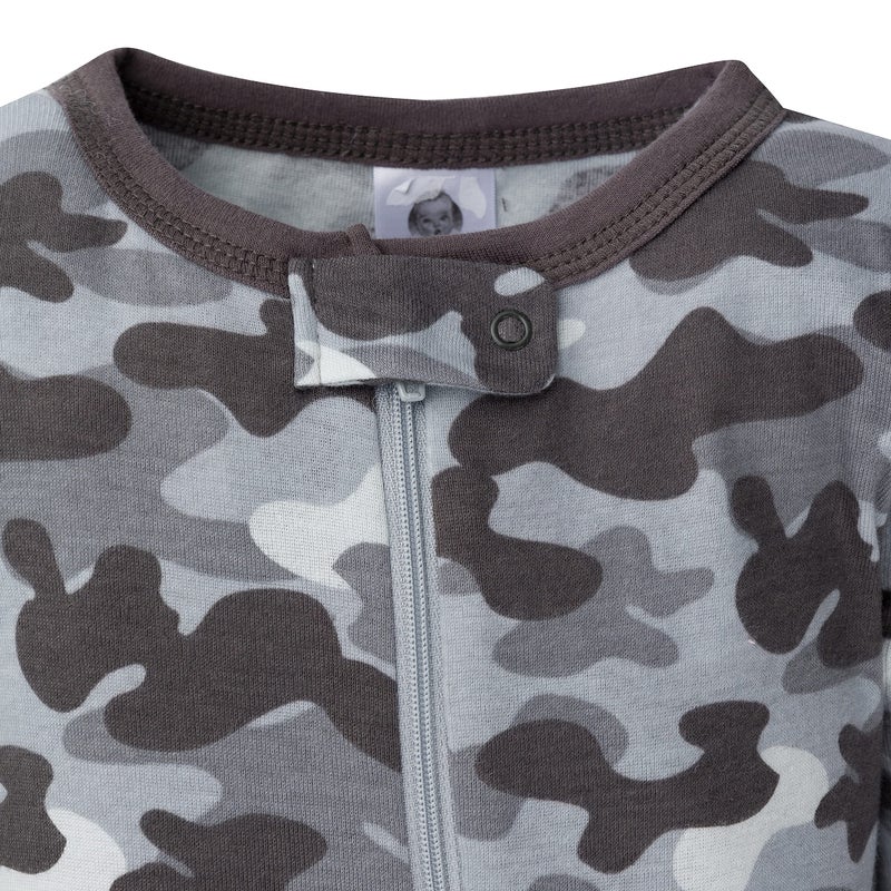 Gerber Baby Boys 2-pack Footed Pajamas And Toddler Sleepers, Grey Camo, 12 Months US - Image 3