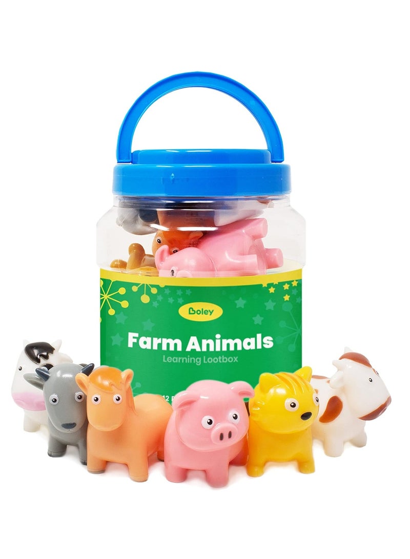 BOLEY Boley Farm Animals Bath Toys Bucket - Includes 12 Colorful Fun Free Bathtub Toys & Pool Toys for Kids & Toddlers Ages 2 and Up! - Image 1