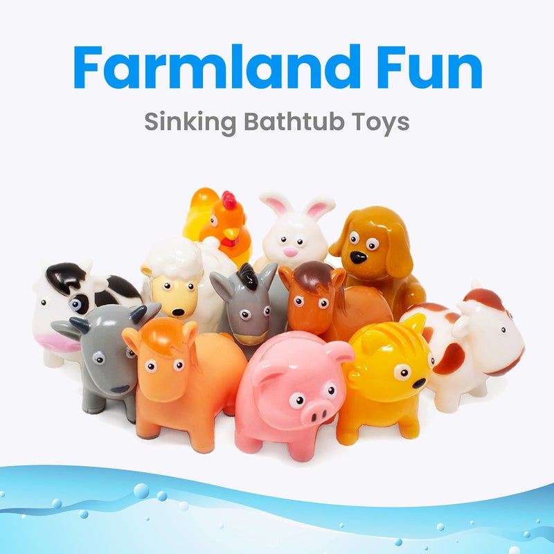 Boley Farm Animals Bath Toys Bucket - Includes 12 Colorful Fun Free Bathtub Toys & Pool Toys for Kids & Toddlers Ages 2 and Up! - Image 2